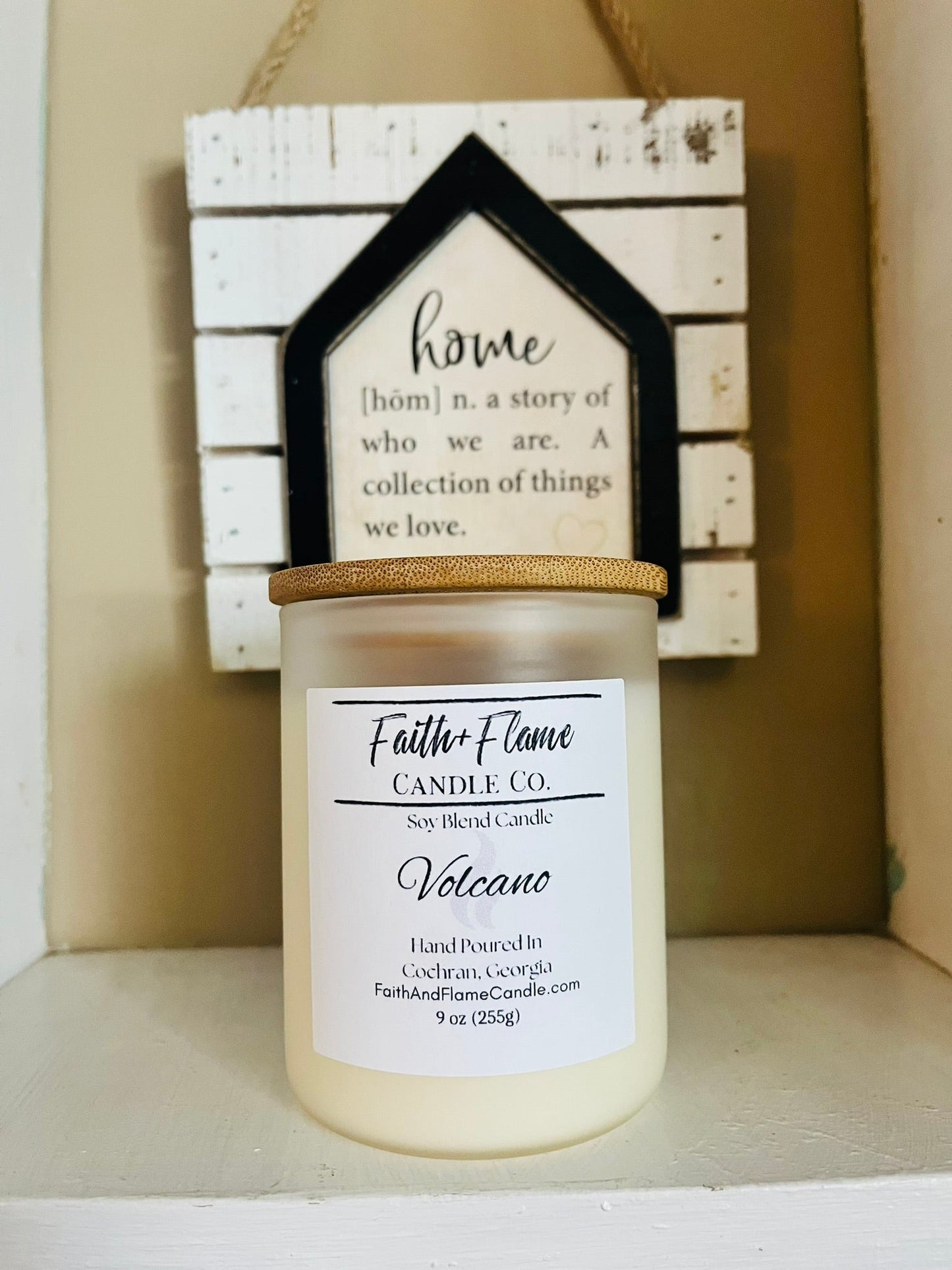 Volcano (Type) 9oz Frosted Glass Soy Blend Candle With Bamboo Lid